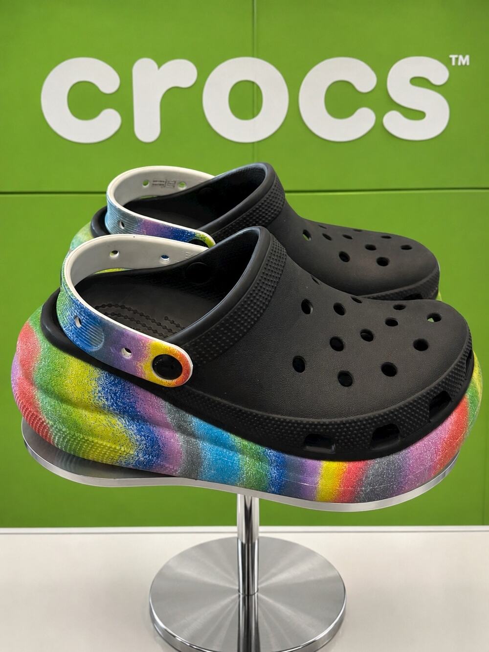 Crocs Crush Spray Dye Clog Black Rainbow Marbled M5 W7